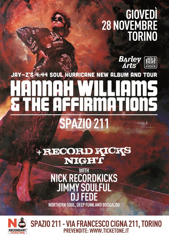 Hannah Williams & the Affirmations a Torino, Spazio211 + Record Kicks Night